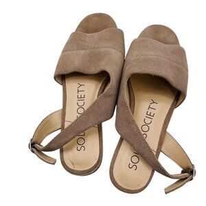 Sole Society Womens Sandals Size 8.5 US 39‎ EU Taupe Suede Ankle Strap Open Toe